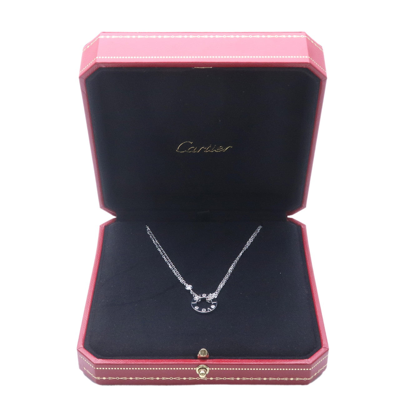 Cartier Love Circle 2P Diamond Necklace K18 750WG White Gold