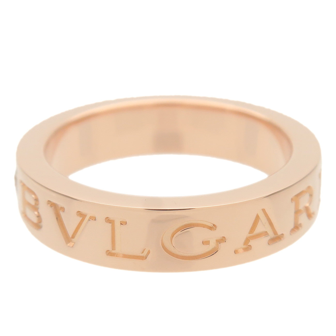 BVLGARI Double Logo Ring 1P Diamond K18PG Rose Gold US4 EU47