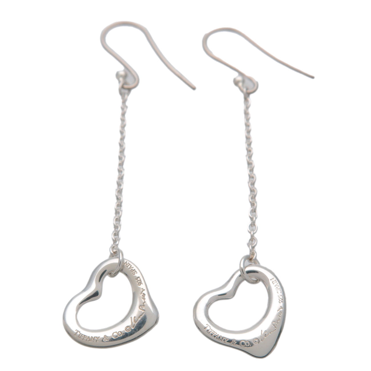 Tiffany&Co. Open Heart Drop Earrings Silver SV925