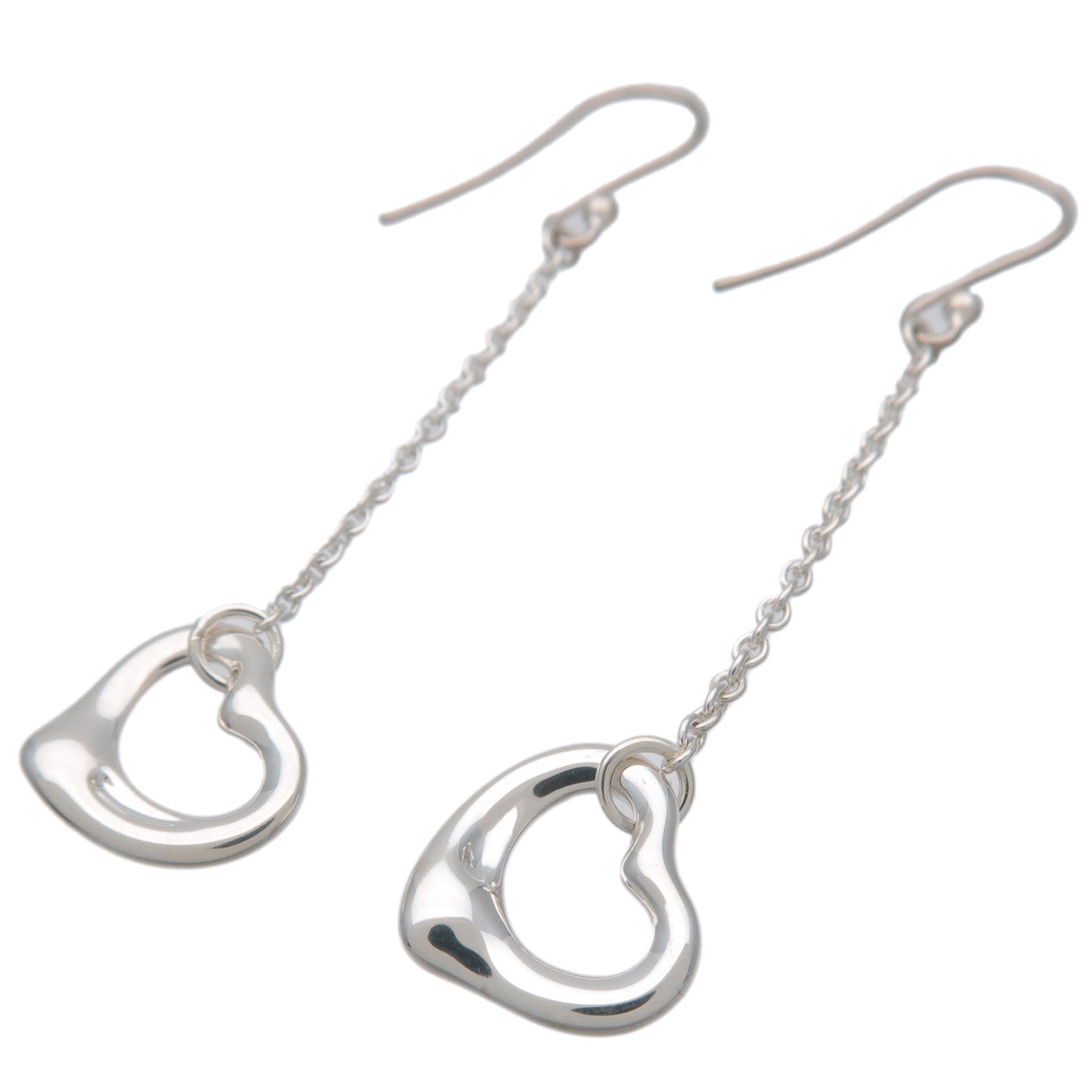 Tiffany&Co. Open Heart Drop Earrings Silver SV925