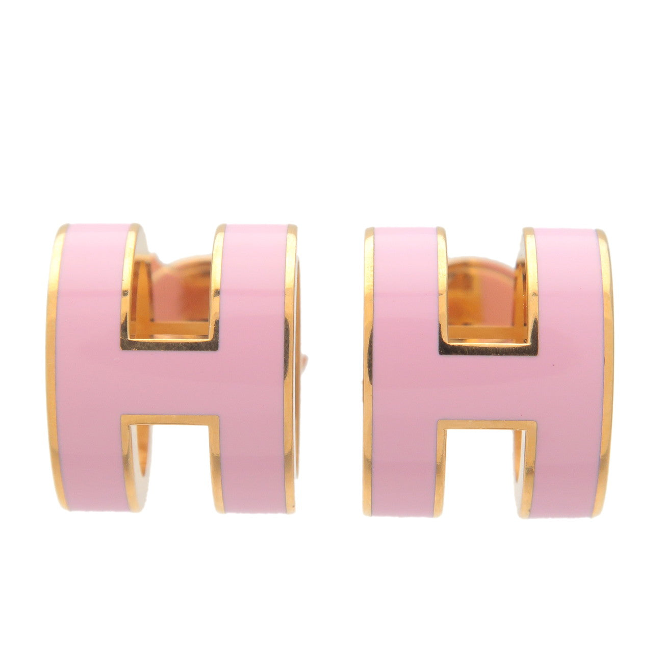 HERMES-Pop-Ash-Mini-Earrings-Metal-Pink-Yellow-Gold