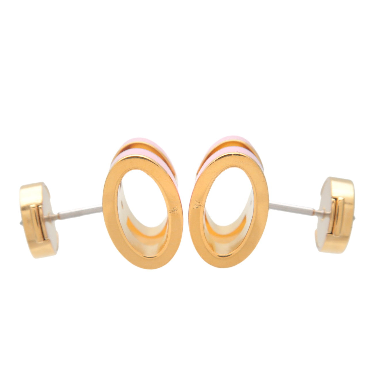 HERMES Pop Ash Mini Earrings Metal Pink Yellow Gold