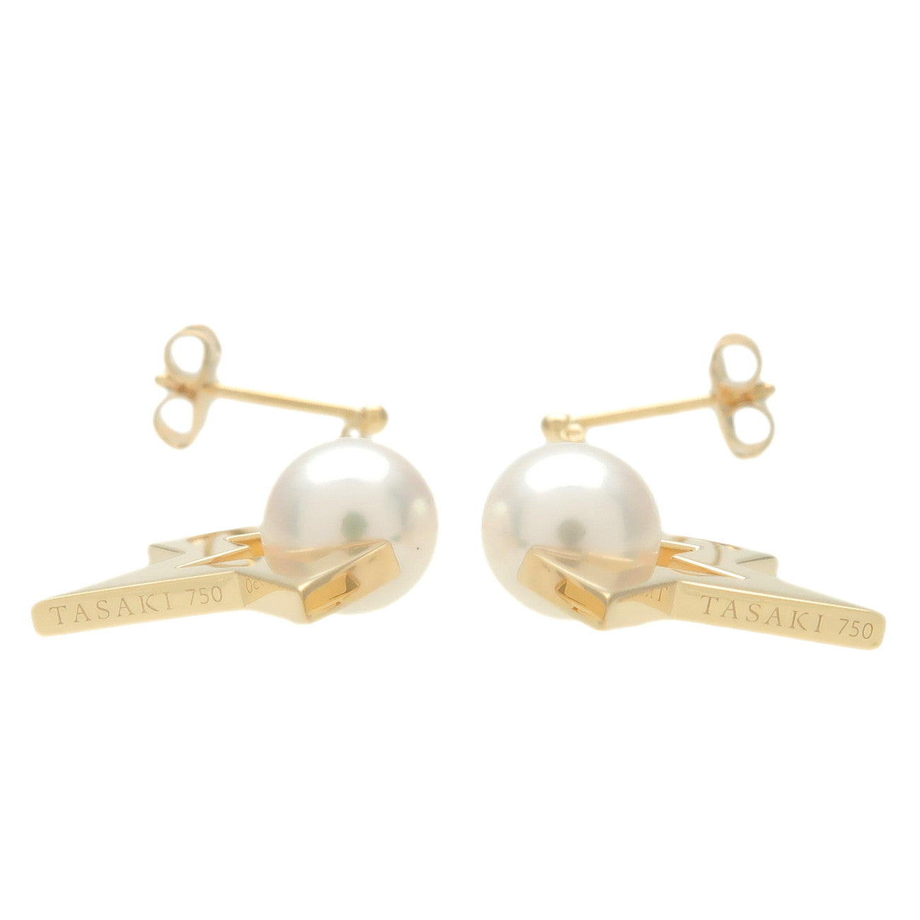 TASAKI Comet Plus Pearl Earrings K18 K18YG Yellow Gold