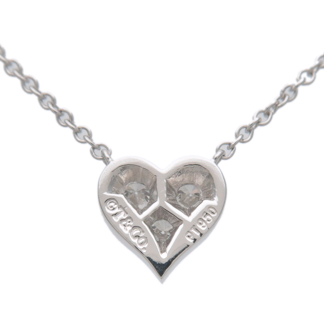 Tiffany&Co. Sentimental Heart 3P Diamond Necklace PT950 Platinum