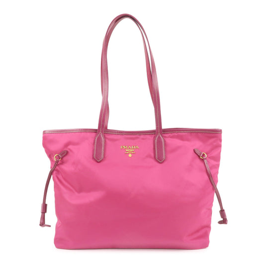 PRADA-Nylon-Leather-Tote-Bag-Shoulder-Bag-Pink-BR4001