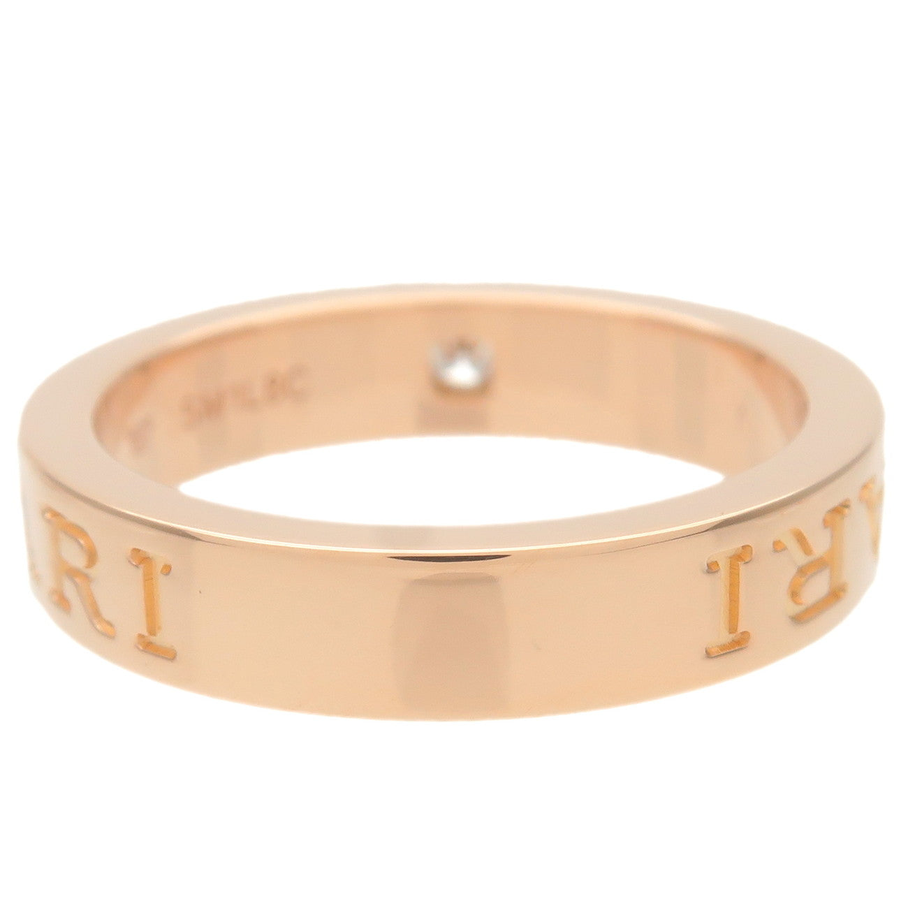 BVLGARI Double Logo Ring 1P Diamond 0.04ct K18 Rose Gold US6.5