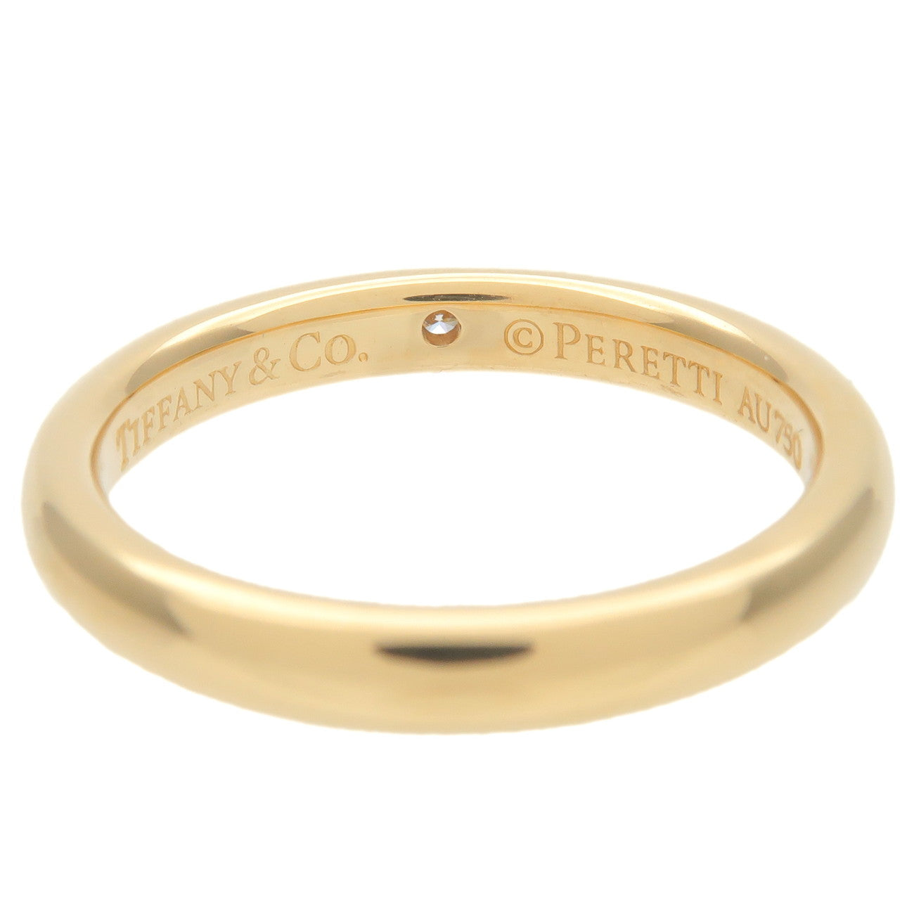 Tiffany&Co. Stacking Band Ring 1P Diamond K18 Yellow Gold US5 EU49