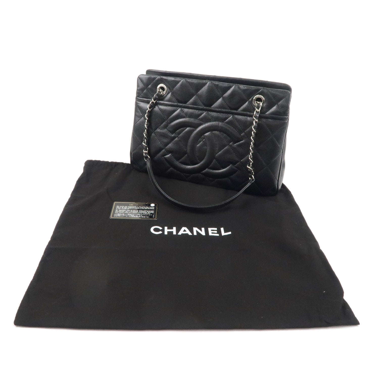 CHANEL Matelasse Caviar Skin Chain Tote Bag Black A67294