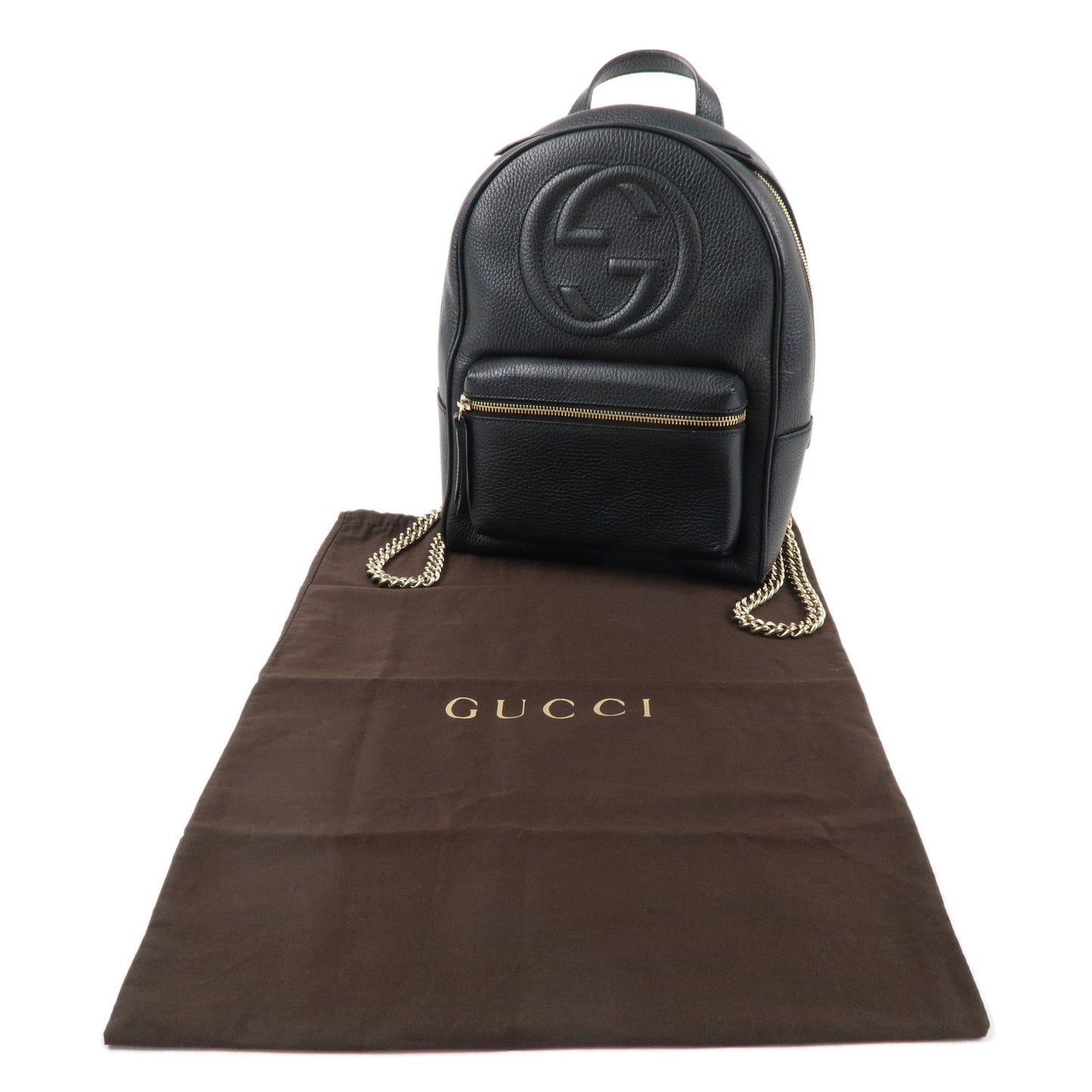 GUCCI SOHO Interlocking G Leather Backpack Black 536192