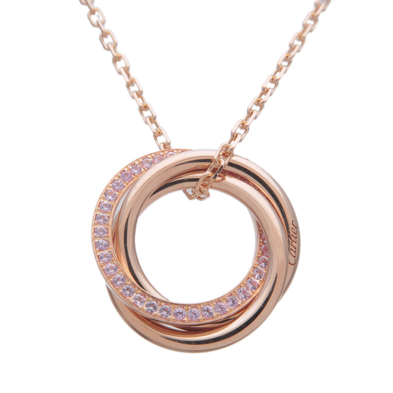 Cartier-Trinity-Pink-Sapphire-Necklace-K18-750PG-Rose-Gold