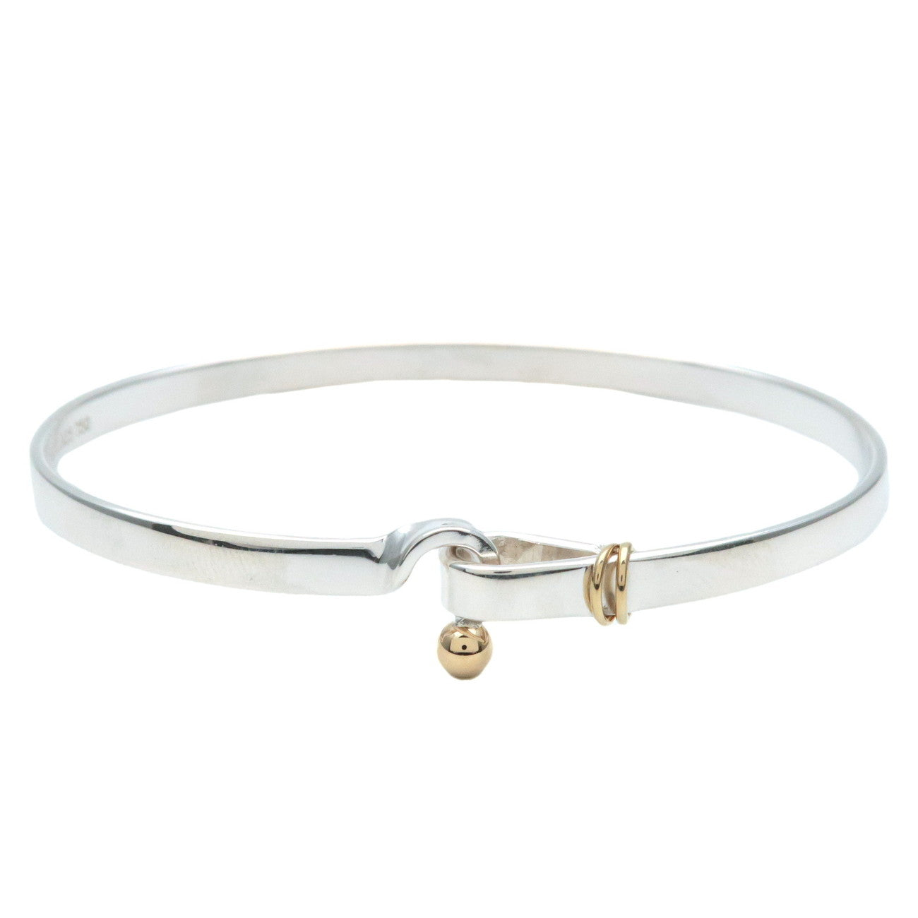 Tiffany&Co.-Hook-and-Eye-Bangle-SV925-Silver-750-Yellow-Gold