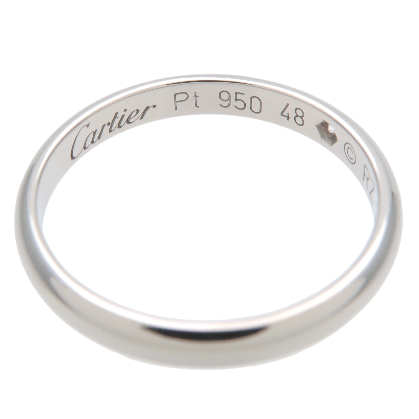 Cartier 1895 Wedding Ring 1P Diamond PT950 Platinum #48 US4.5 EU48