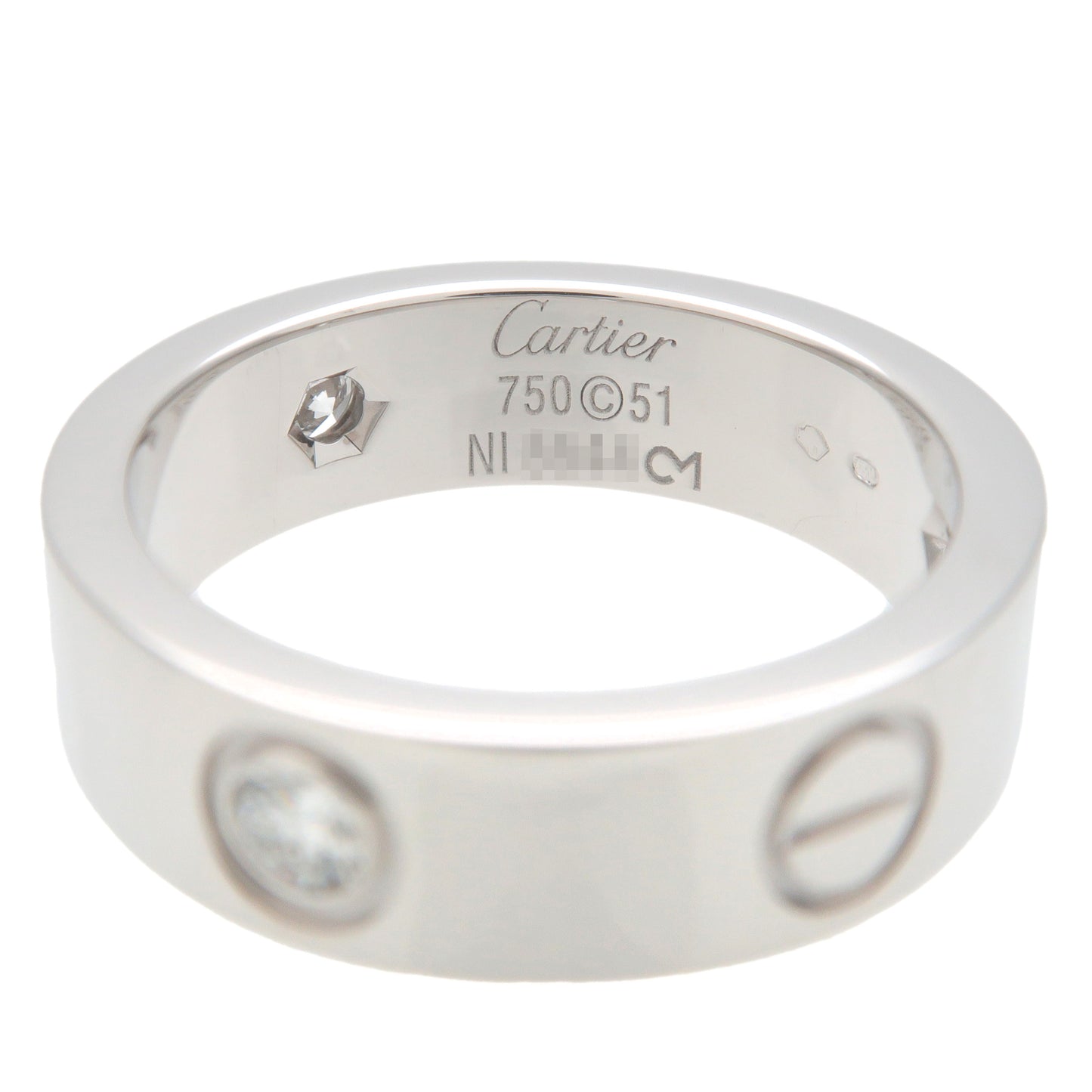 Cartier Love Ring Half Diamond K18WG 750WG White Gold #51 US5.5-6