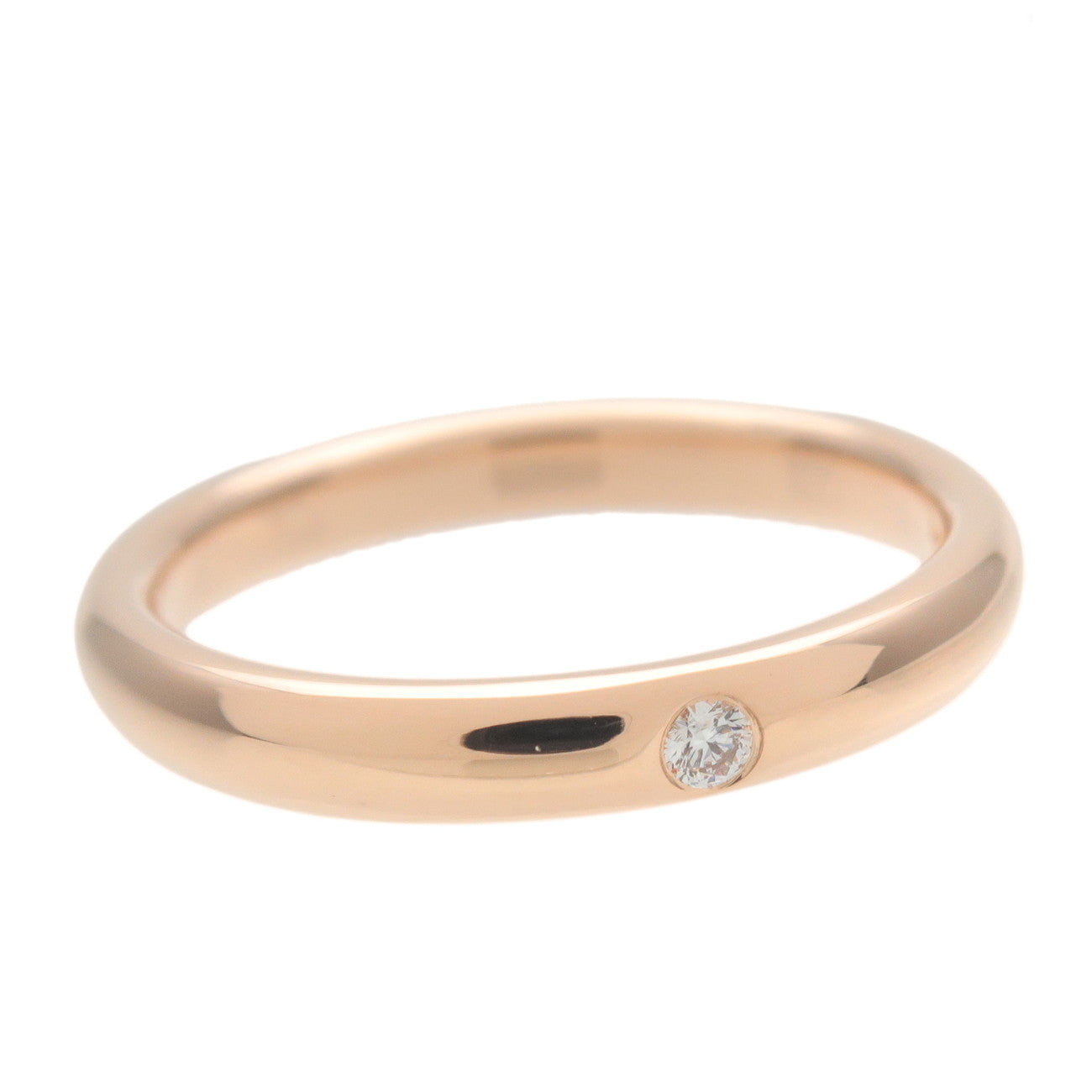 Tiffany&Co. Stacking Band Ring 1P Diamond K18 Rose Gold US5 EU49.5