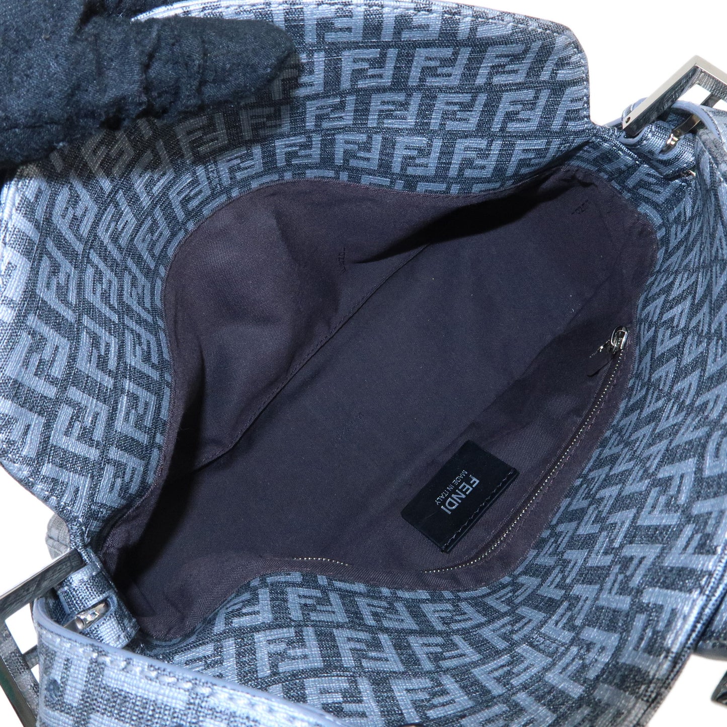 FENDI Zucchino Mamma Baguette PVC Shoulder Bag Gray 8BR003