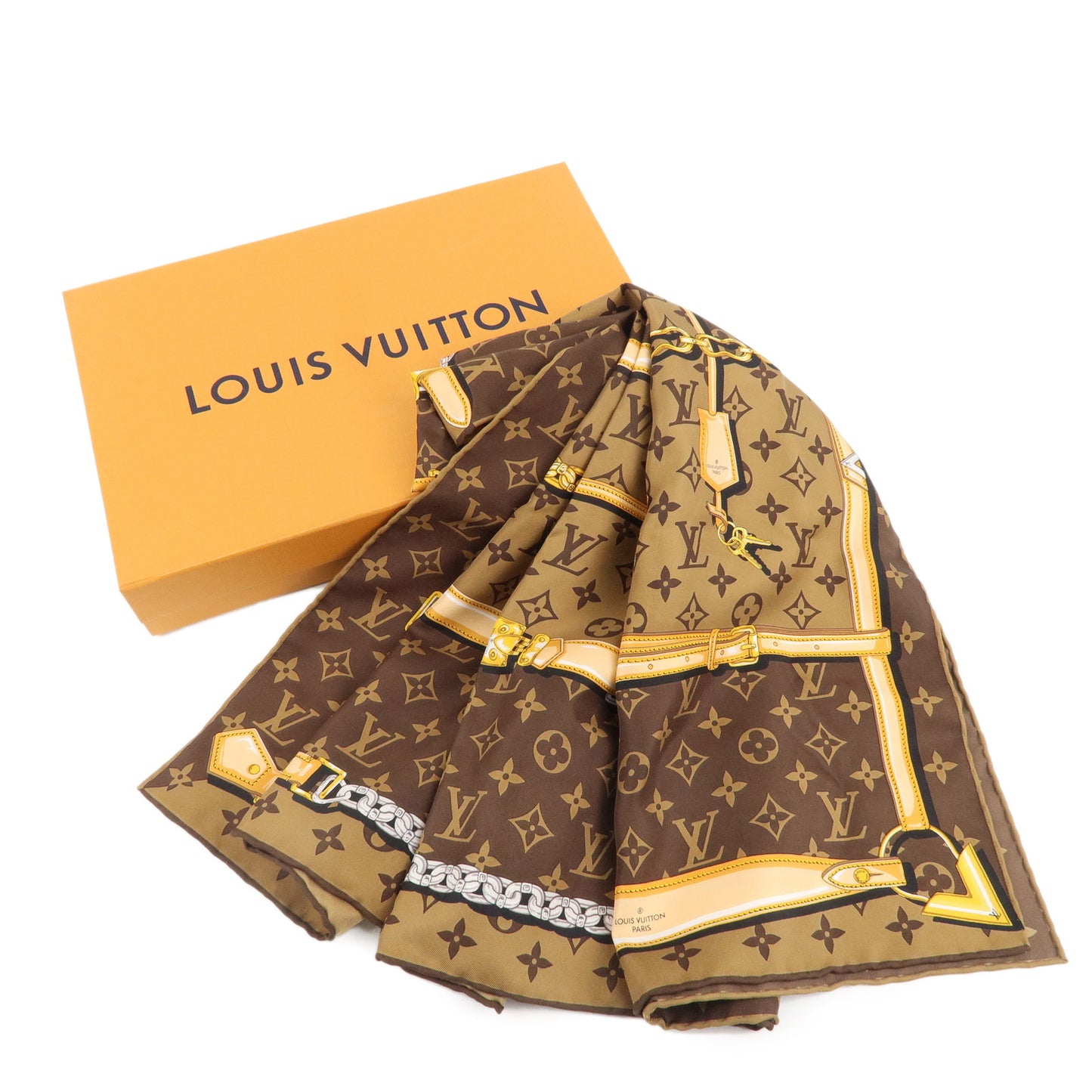 Louis Vuitton Monogram Confidential Carre Silk Scarf Brown M78666