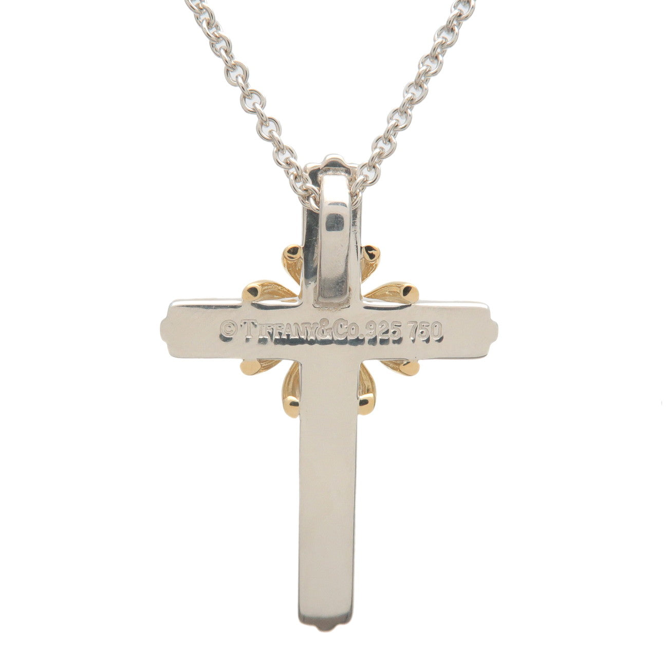 Tiffany&Co. Signature Cross Necklace SV925 750YG