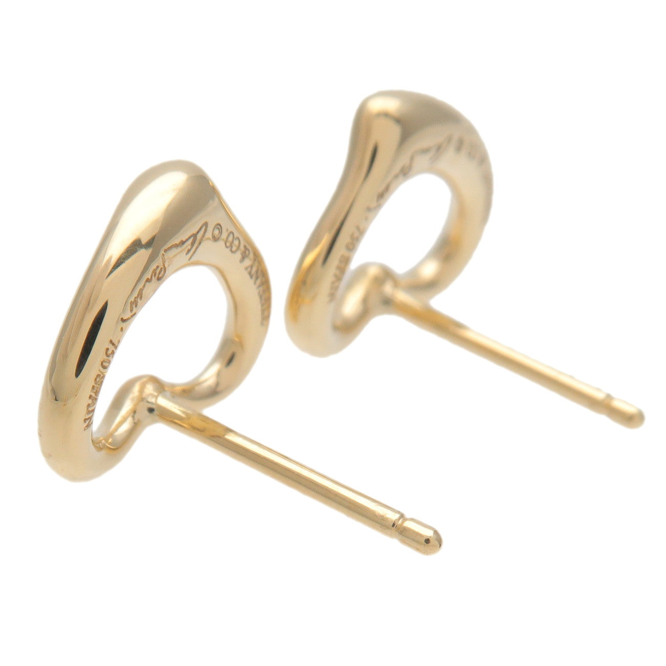 Tiffany&Co. Open Heart Earrings K18YG 750YG Yellow Gold