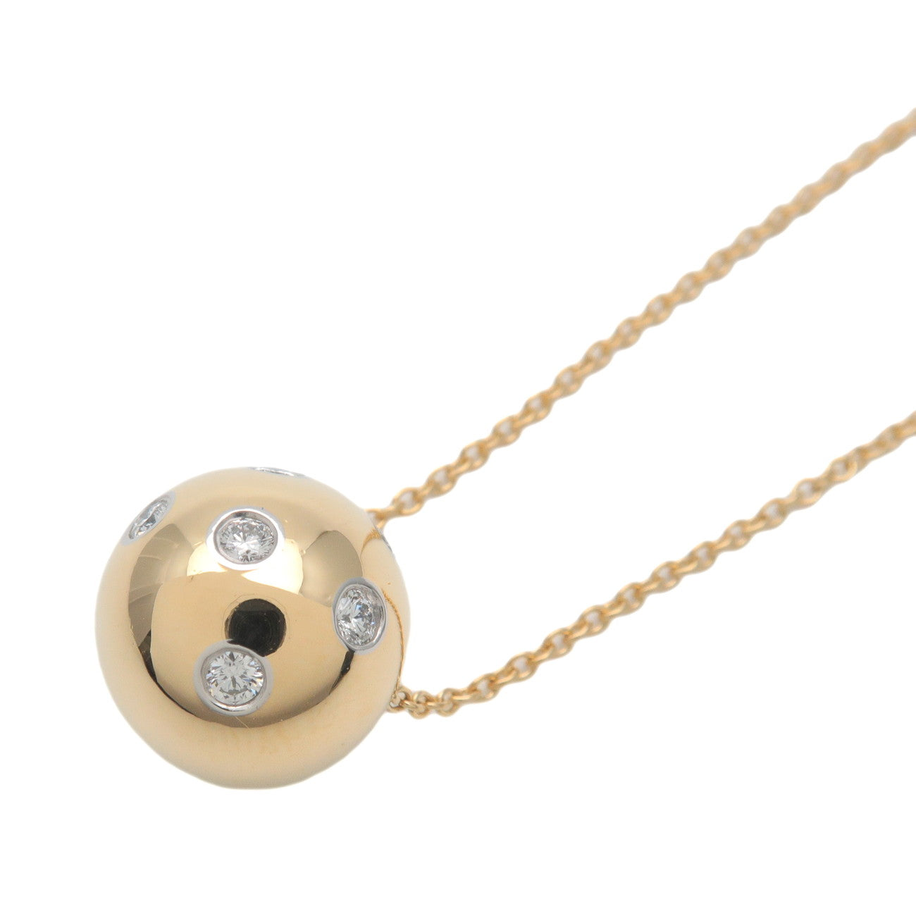 Tiffany&Co. Dots Ball 6P Diamonds Necklace K18 750YG 950PT
