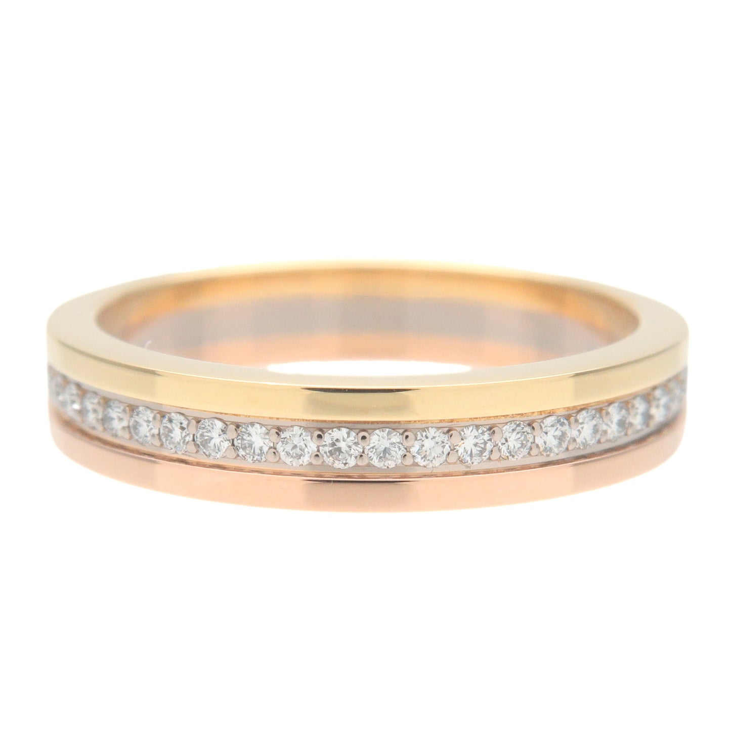 Cartier Three Color Ring Full Diamonds K18 YG/WG/PG #49 US5