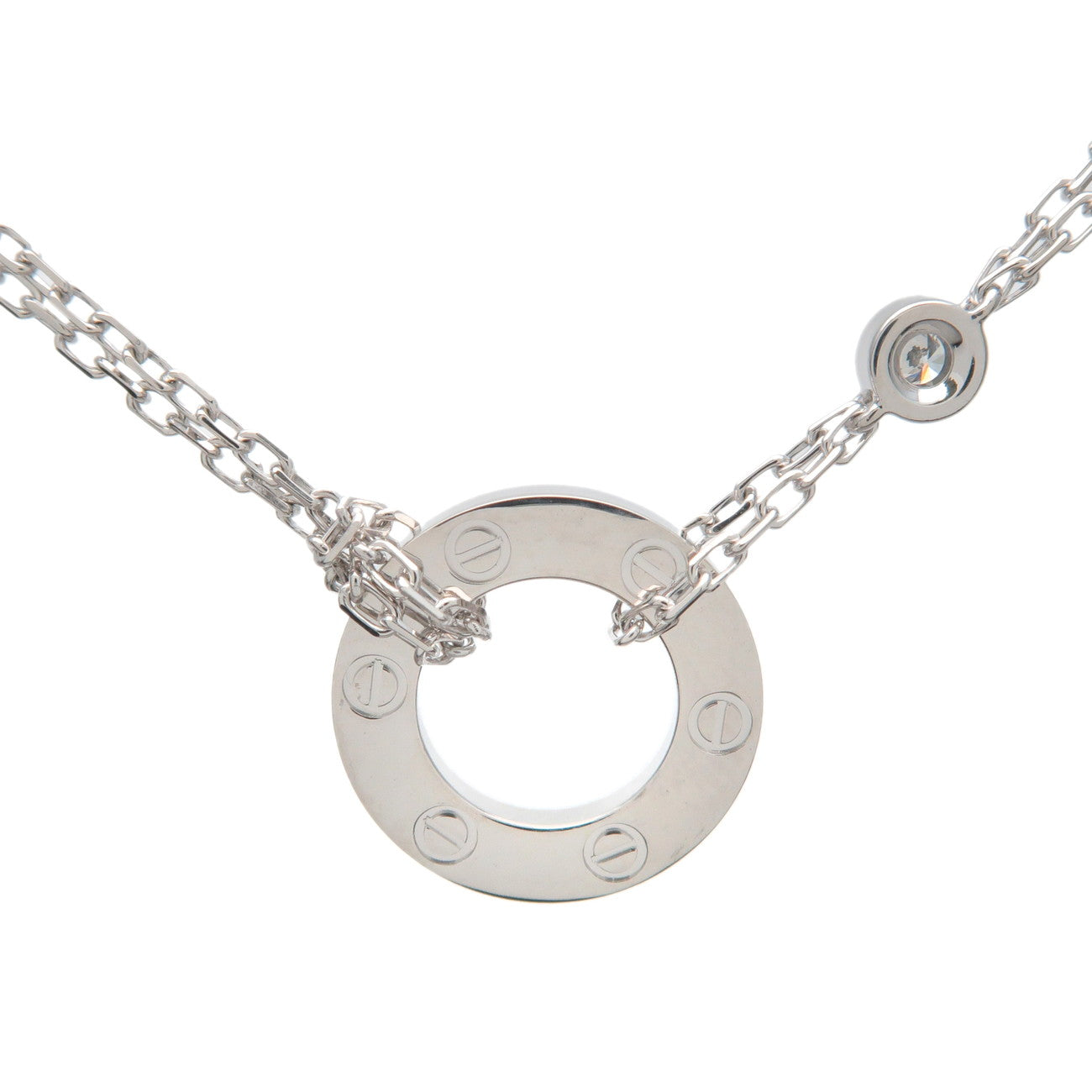 Cartier Love Circle 2P Diamond Necklace K18 750 White Gold