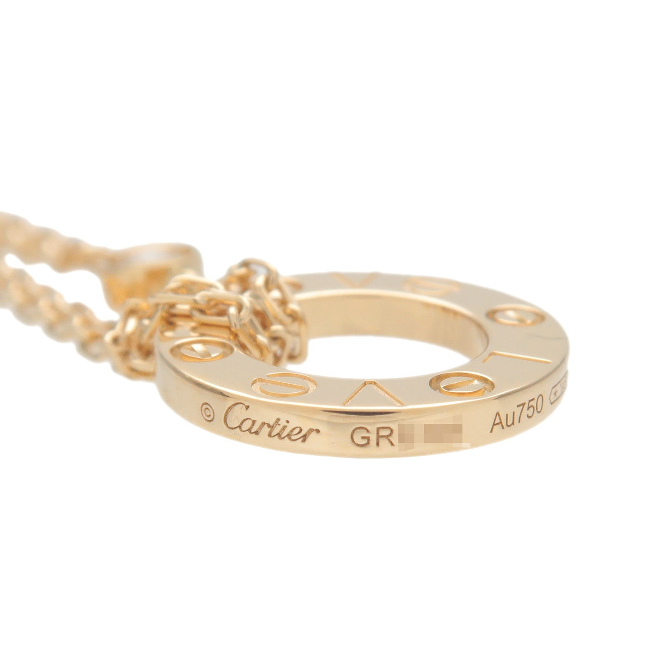 Cartier Love Circle 2P Diamond Necklace K18 750 Yellow Gold