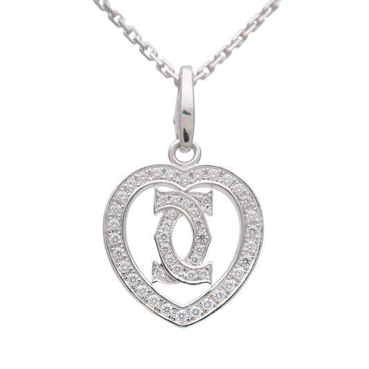 Cartier-2C-Heart-Diamond-Charm-Necklace-K18-750WG-White-Gold
