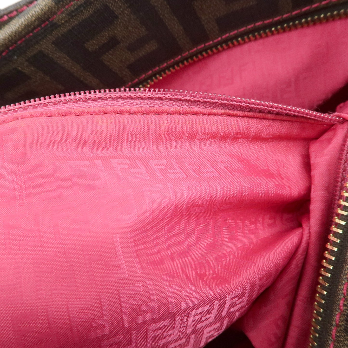 FENDI Zucca Print PVC Tote Bag Khaki Black Pink 8BH185