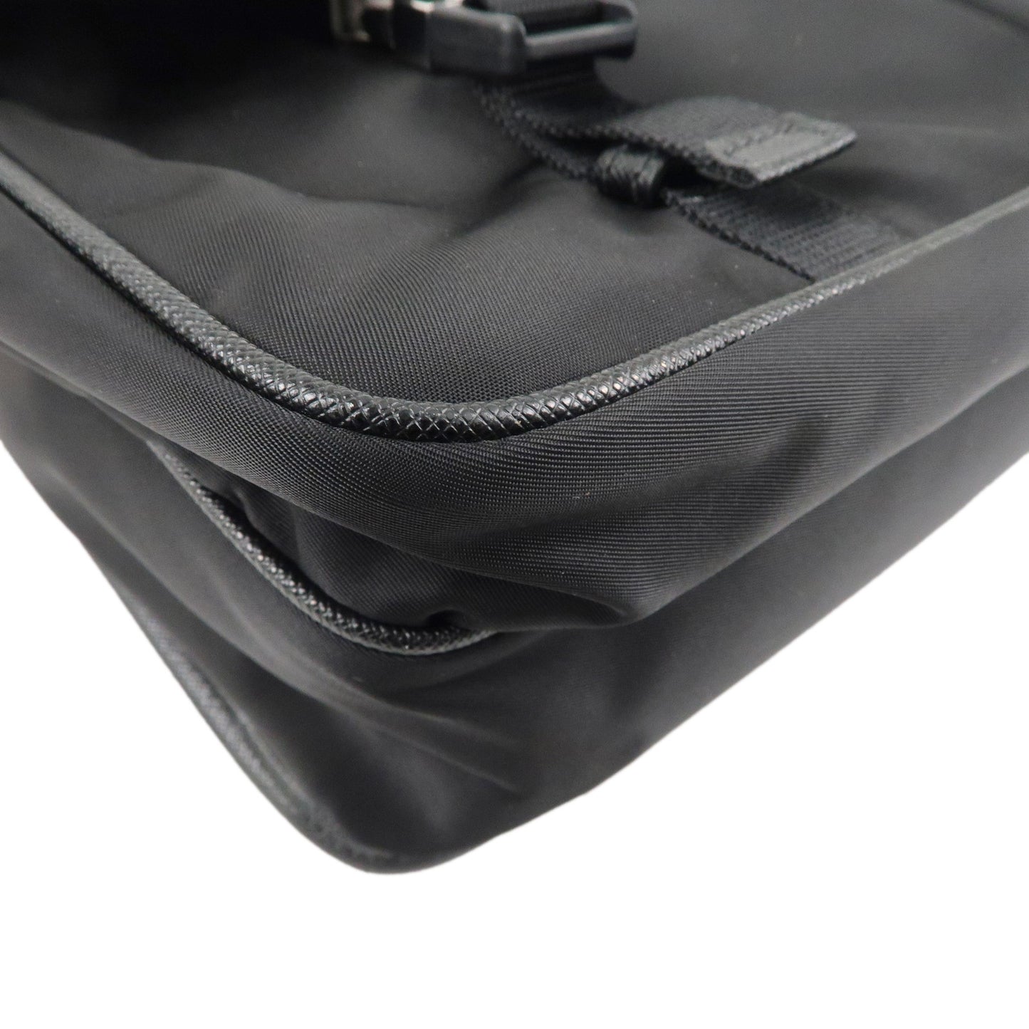 PRADA Logo Nylon Leather Shoulder Bag NERO Black 2VD768