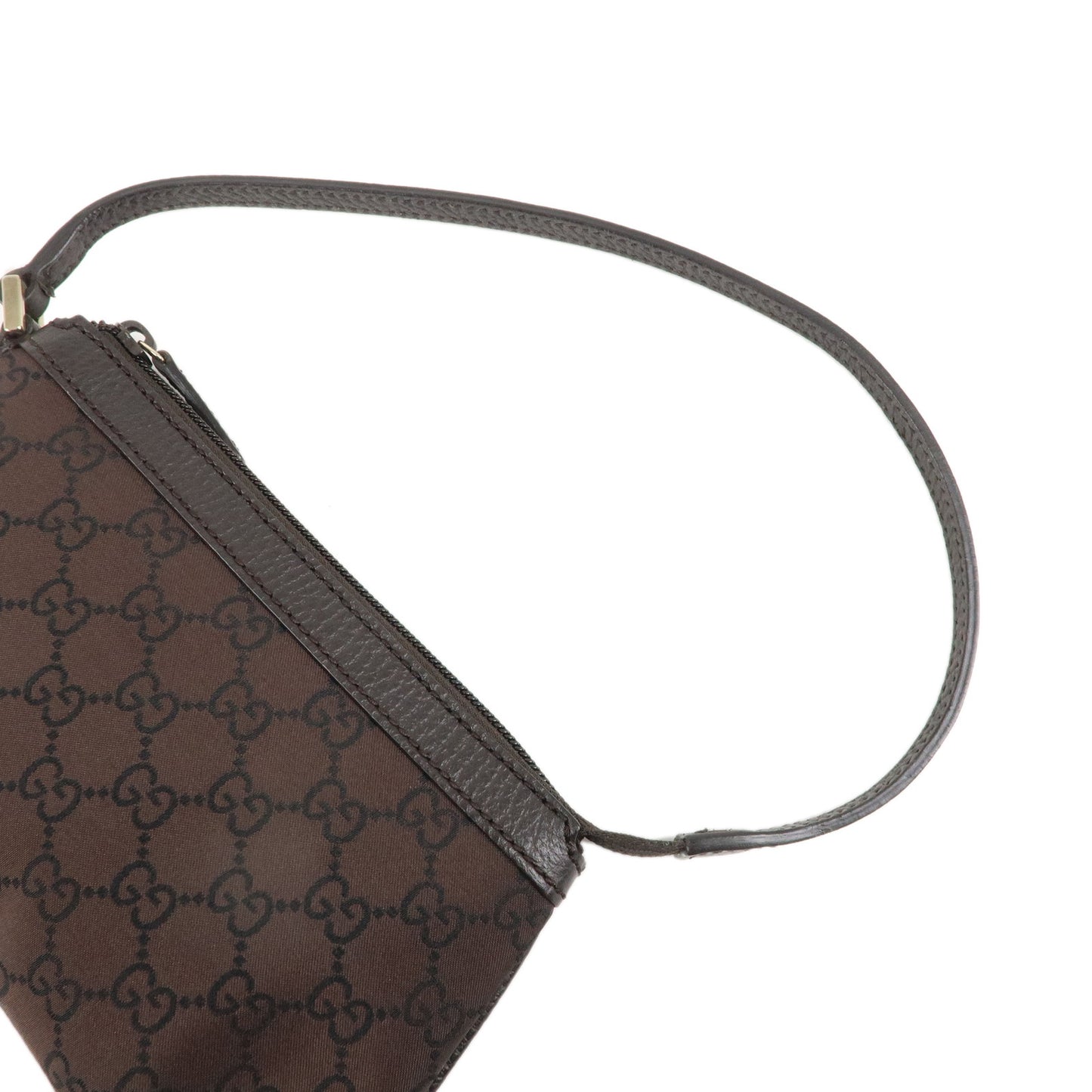 GUCCI GG Nylon Leather Shoulder Bag Hand Bag Brown 272381