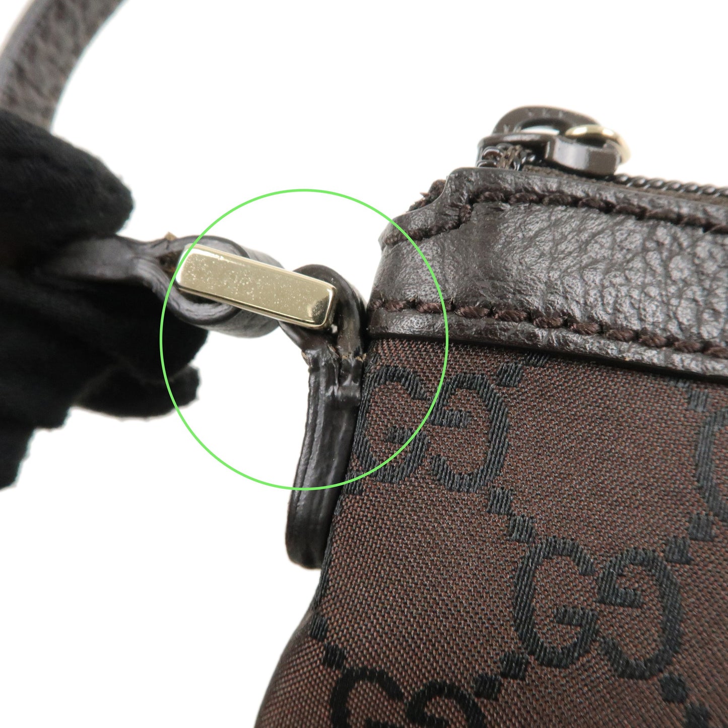 GUCCI GG Nylon Leather Shoulder Bag Hand Bag Brown 272381
