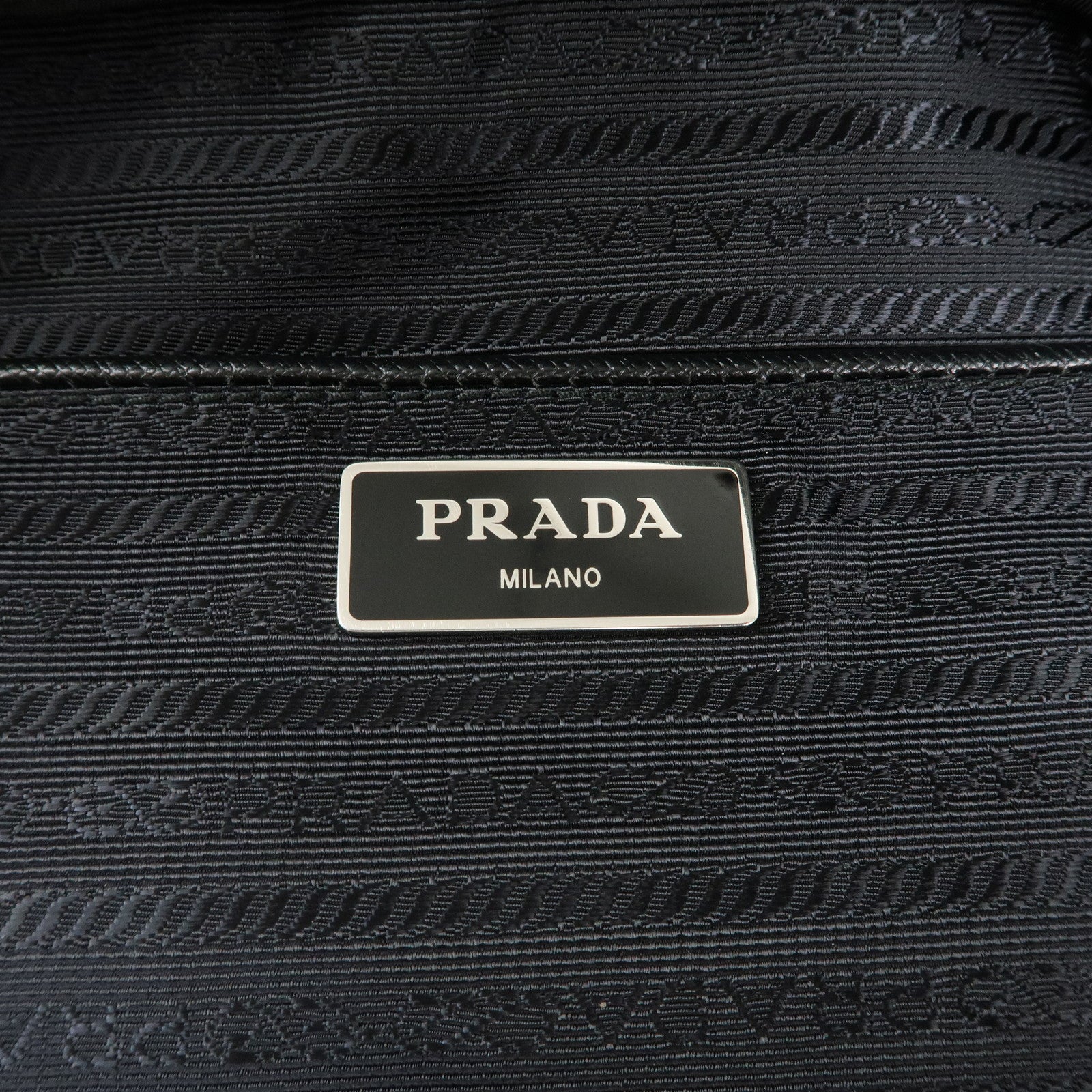 PRADA Logo Nylon Leather Tote Bag Shoulder Bag Black 1BG401