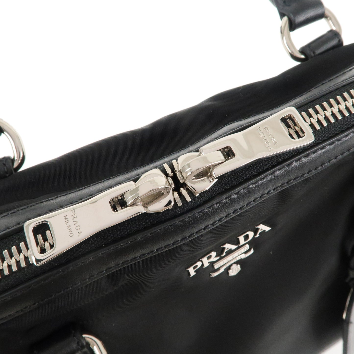PRADA Logo Nylon Leather 2Way Hand Bag Shoulder Bag Black BL0912
