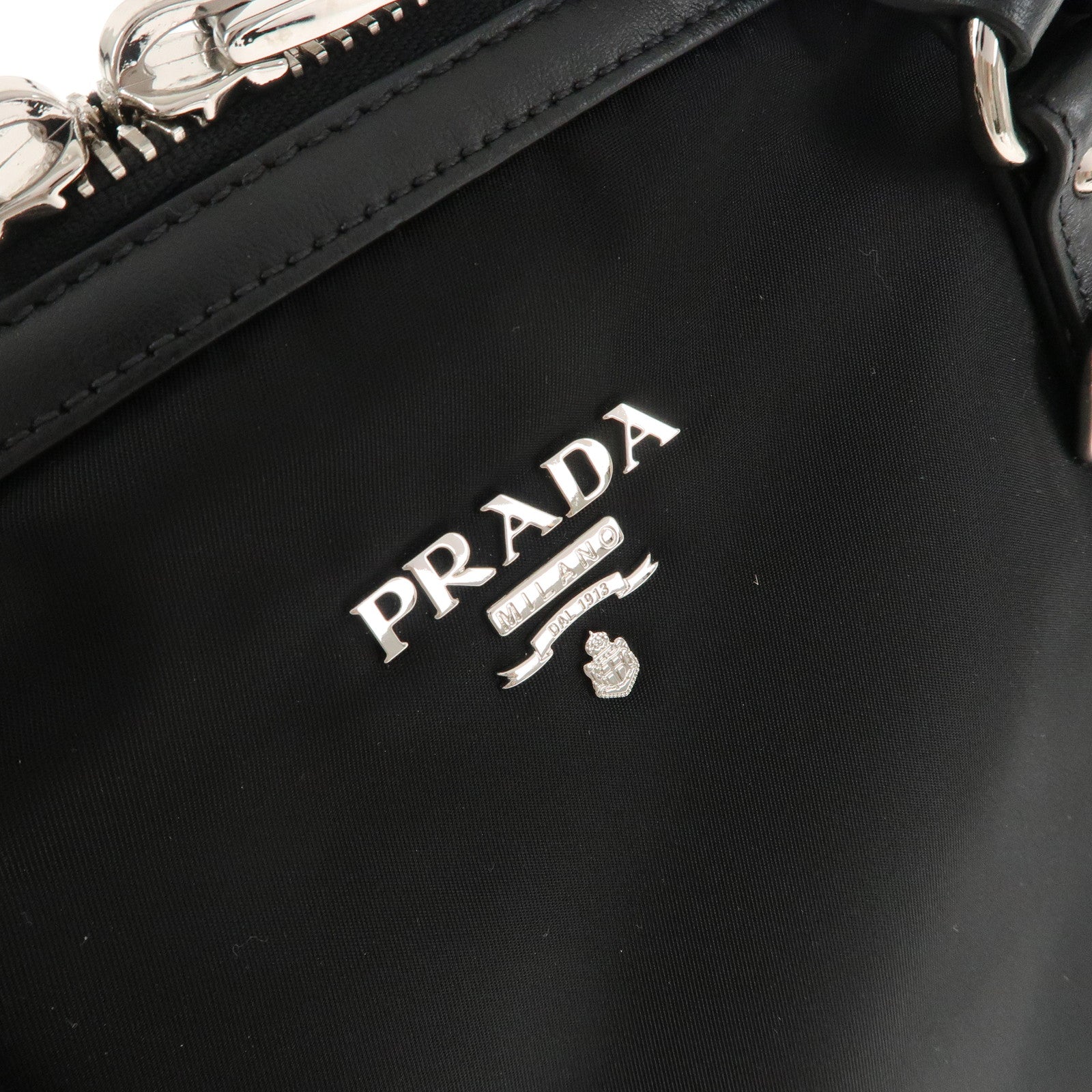 PRADA Logo Nylon Leather 2Way Hand Bag Shoulder Bag Black BL0912