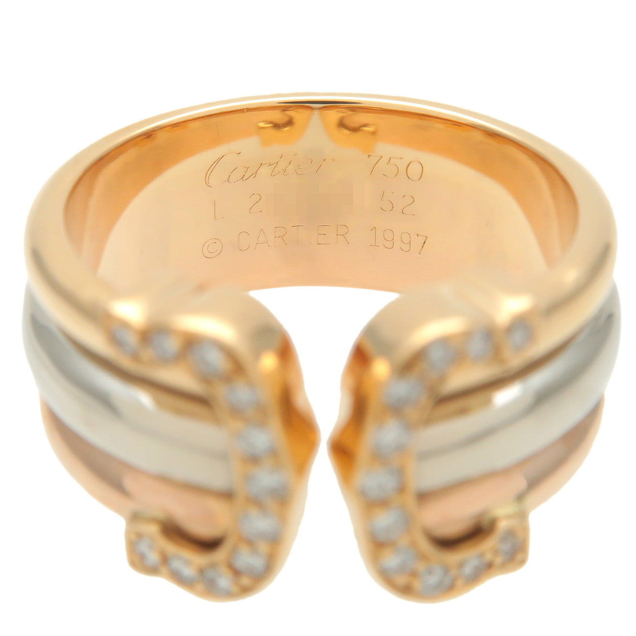 Cartier 2C Diamond Ring LM Three Color K18 750YG/WG/PG #52 US6