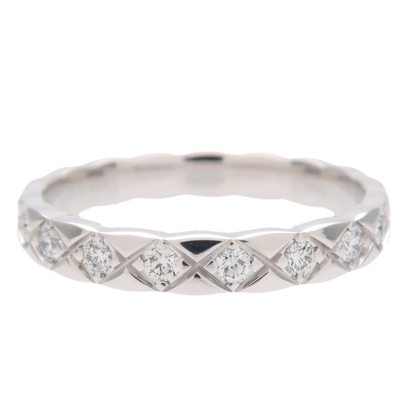 CHANEL COCO Crush Mini Full Diamond Ring K18 White Gold #53 US6.5