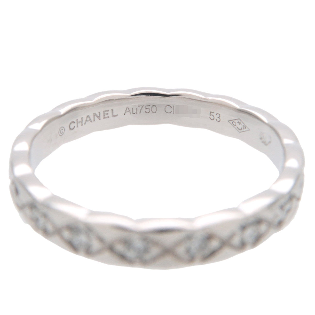 CHANEL COCO Crush Mini Full Diamond Ring K18 White Gold #53 US6.5