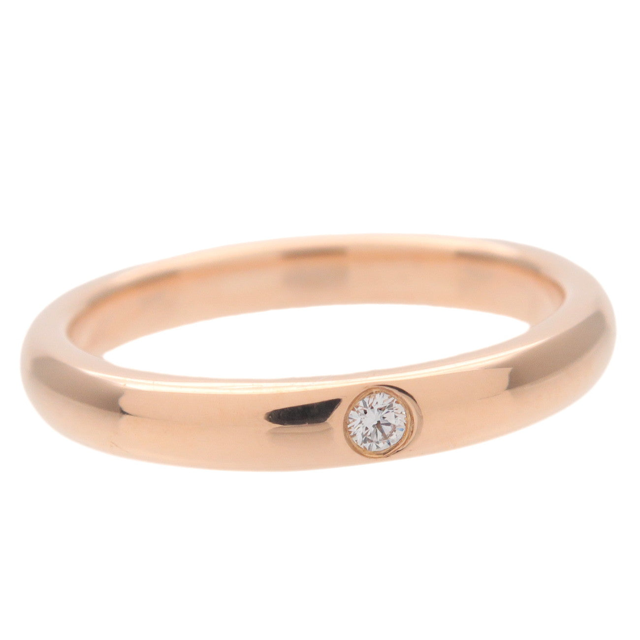 Tiffany&Co. Stacking Band Ring 1P Diamond K18 Rose Gold US5 EU49