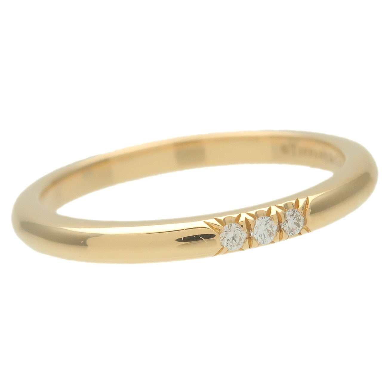 Tiffany&Co. Classic Band 3P Diamond Ring K18 Yellow Gold US5.5