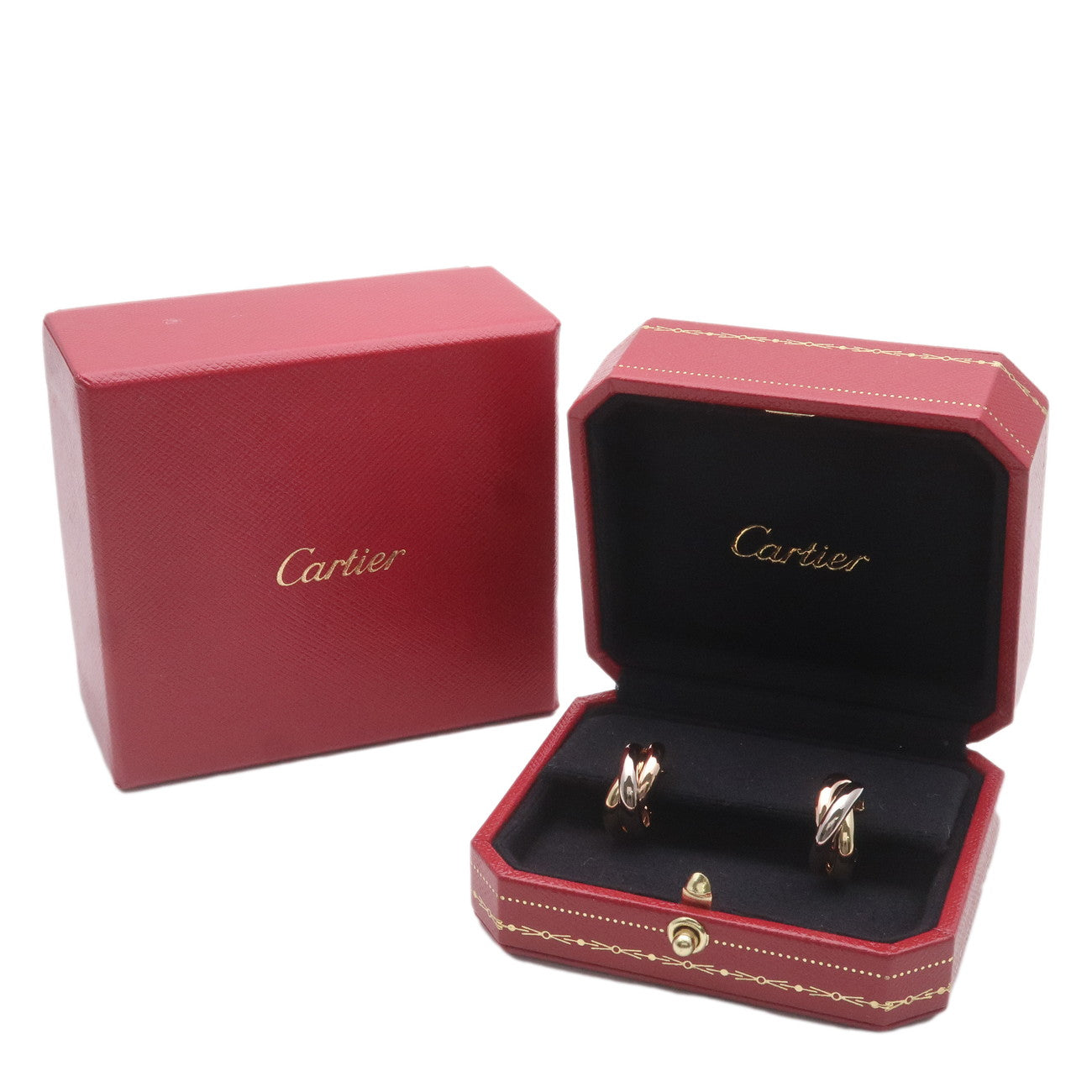 Cartier Trinity Earrings K18 750YG/WG/PG Yellow White Rose Gold