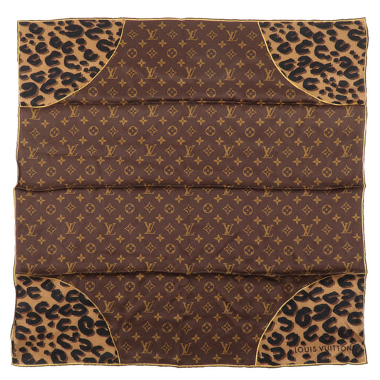 Louis-Vuitton-Carre-Monogram-Leopard-100%-Silk-Scarf-Ｍ72124