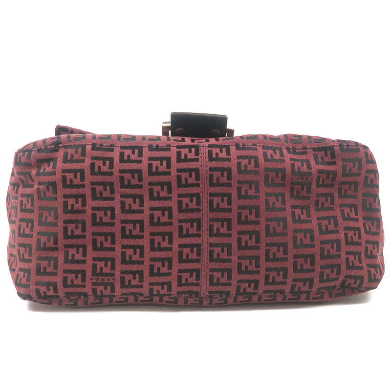 FENDI Zucchino Mamma Baguette Canvas Leather Shoulder Bag 8BR001