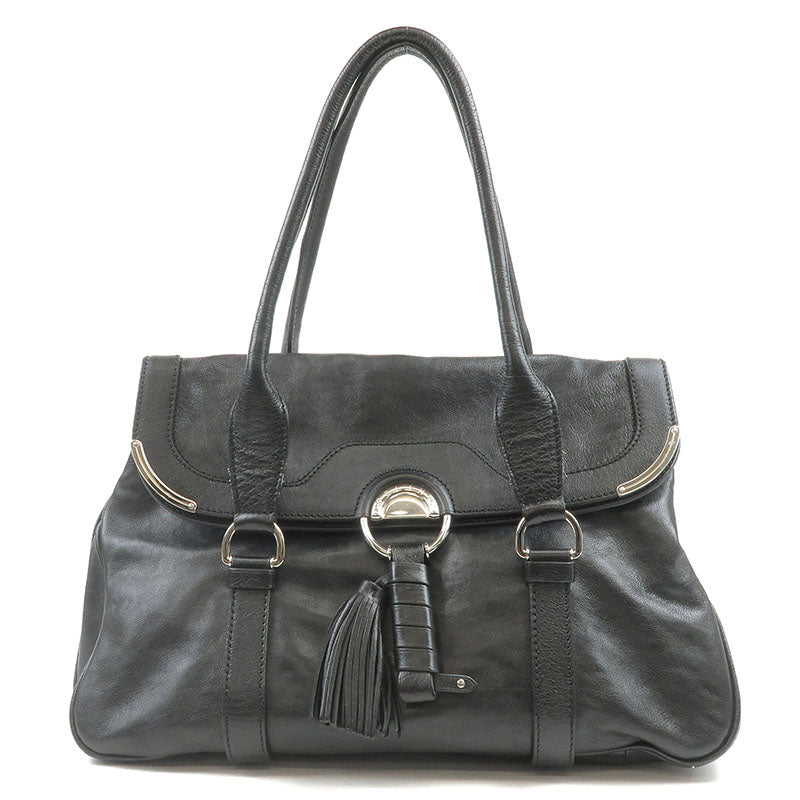 CELINE-Leather-Shoulder-Bag-Black-161513