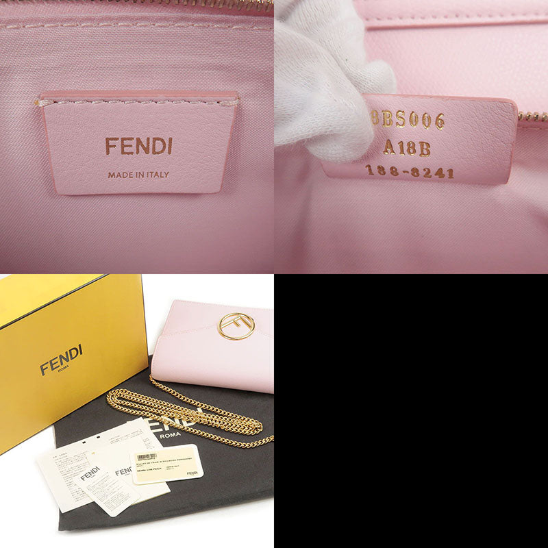 FENDI F is FENDI Leather Chain Wallet Pink 8BS006
