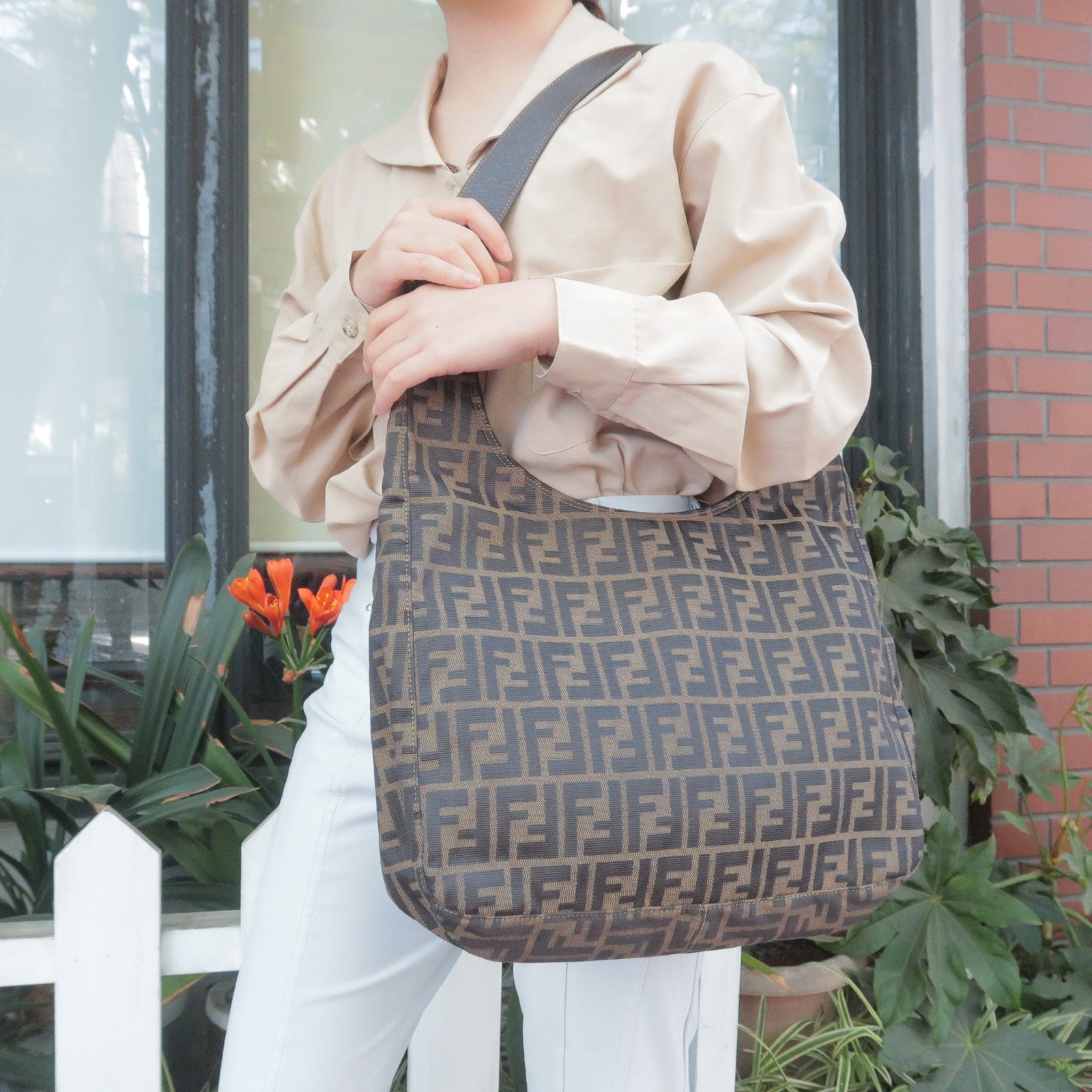 Fendi Zucca Brown Fabric Tote