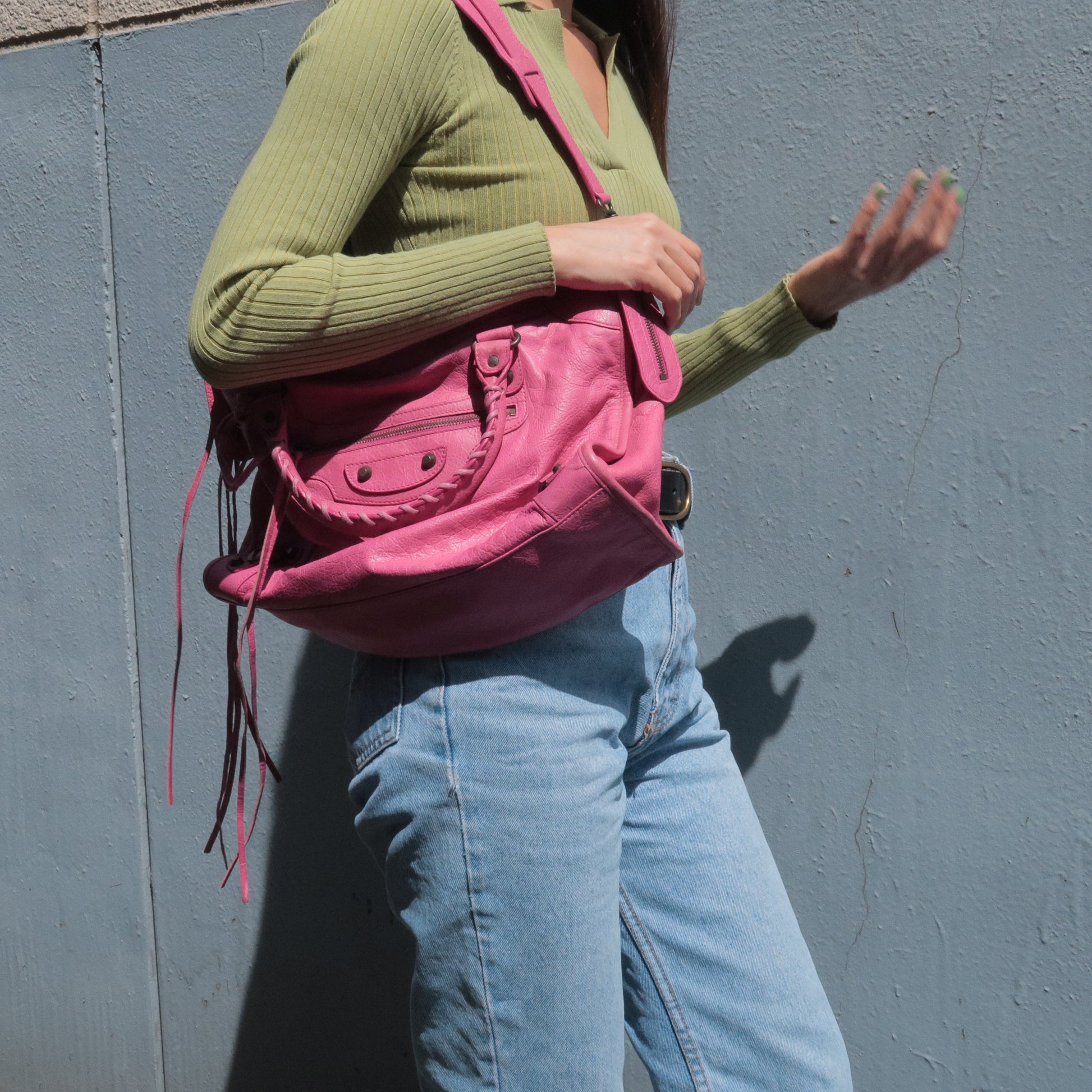 115748 – dct - BALENCIAGA - Pink - Giuseppe Zanotti Lorelai  snakeskin-effect clutch bag - ep_vintage luxury Store - 2Way - Hand - Giant  - City - Bag - Leather