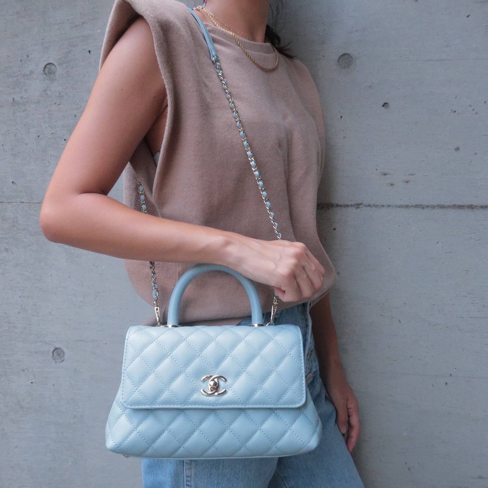 Chanel Chanel Handbag Shoulder Bag Coco Handle Mouton Fur/leather